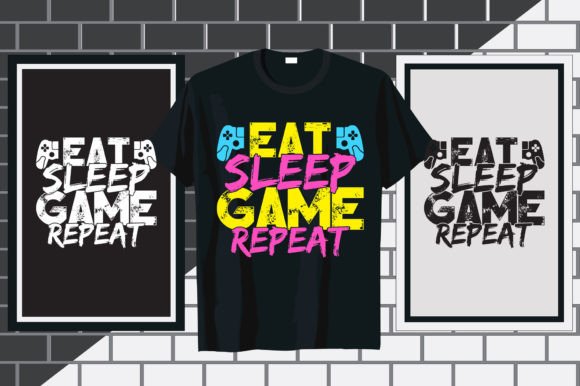 Eat Sleep Gaming Typography Graphics & T-Shirt Designs