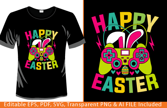 Video Game Easter Bunny Graphics & T-Shirt Designs